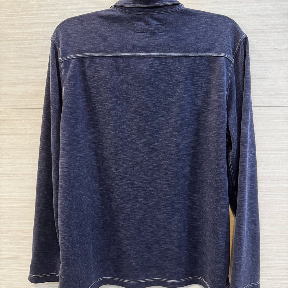 Tommy Bahama Navy Long Sleeve Polo Shirt Soft Tencel Modal size Medium - Picture 2 of 5